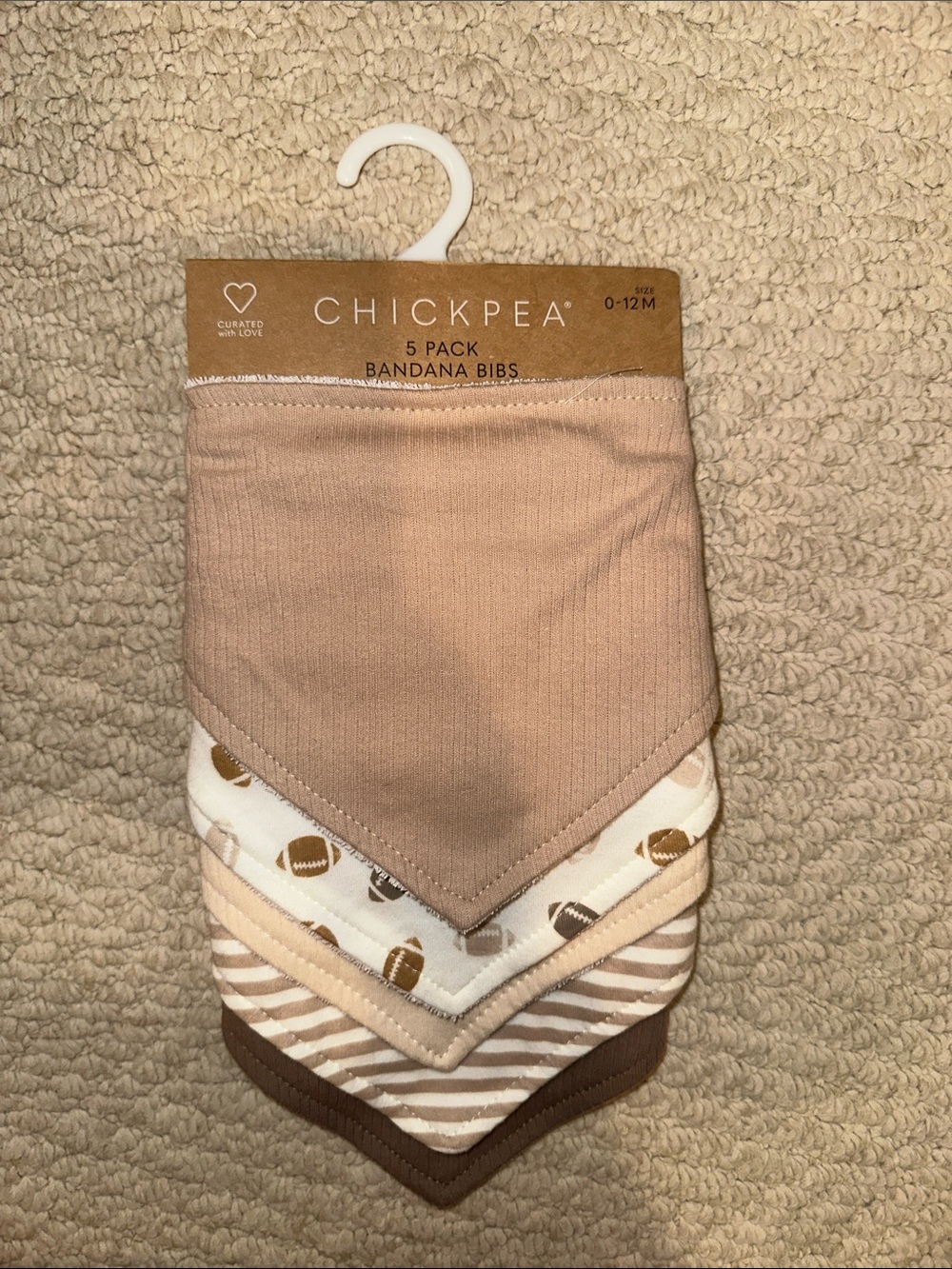 Chickpea Baby Bandana Bibs - 5 Pack (Blush, Brown, Cream)